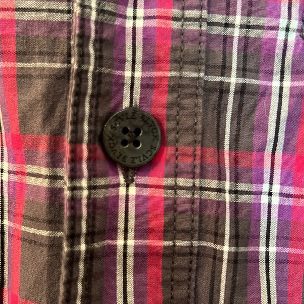 Black scale men’s plaid button down M - Picture 3 of 4
